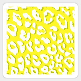 White Leopard Print Yellow Sticker